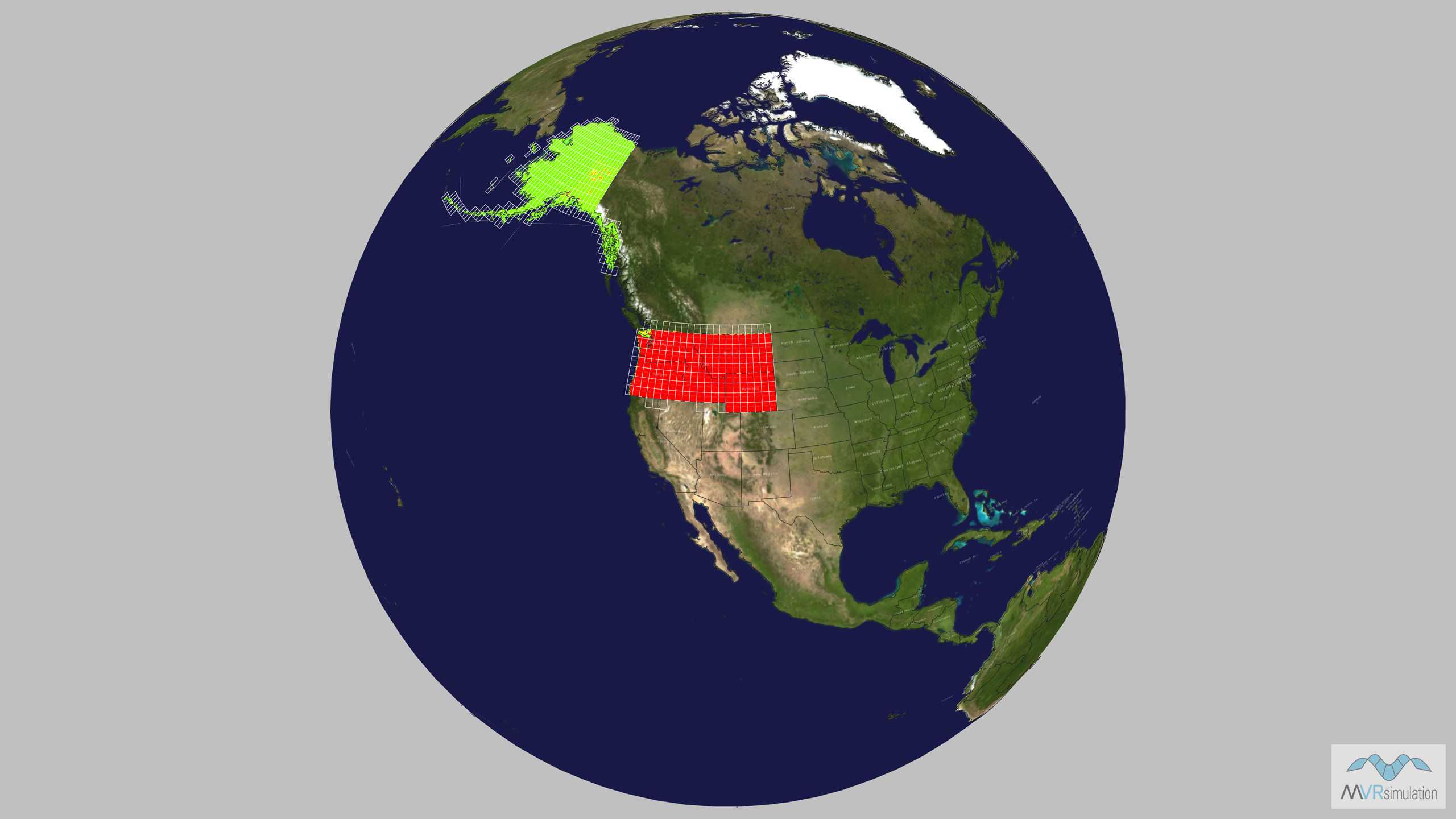Coverage Map of the VRSG virtual terrain of CONUS Northwest.