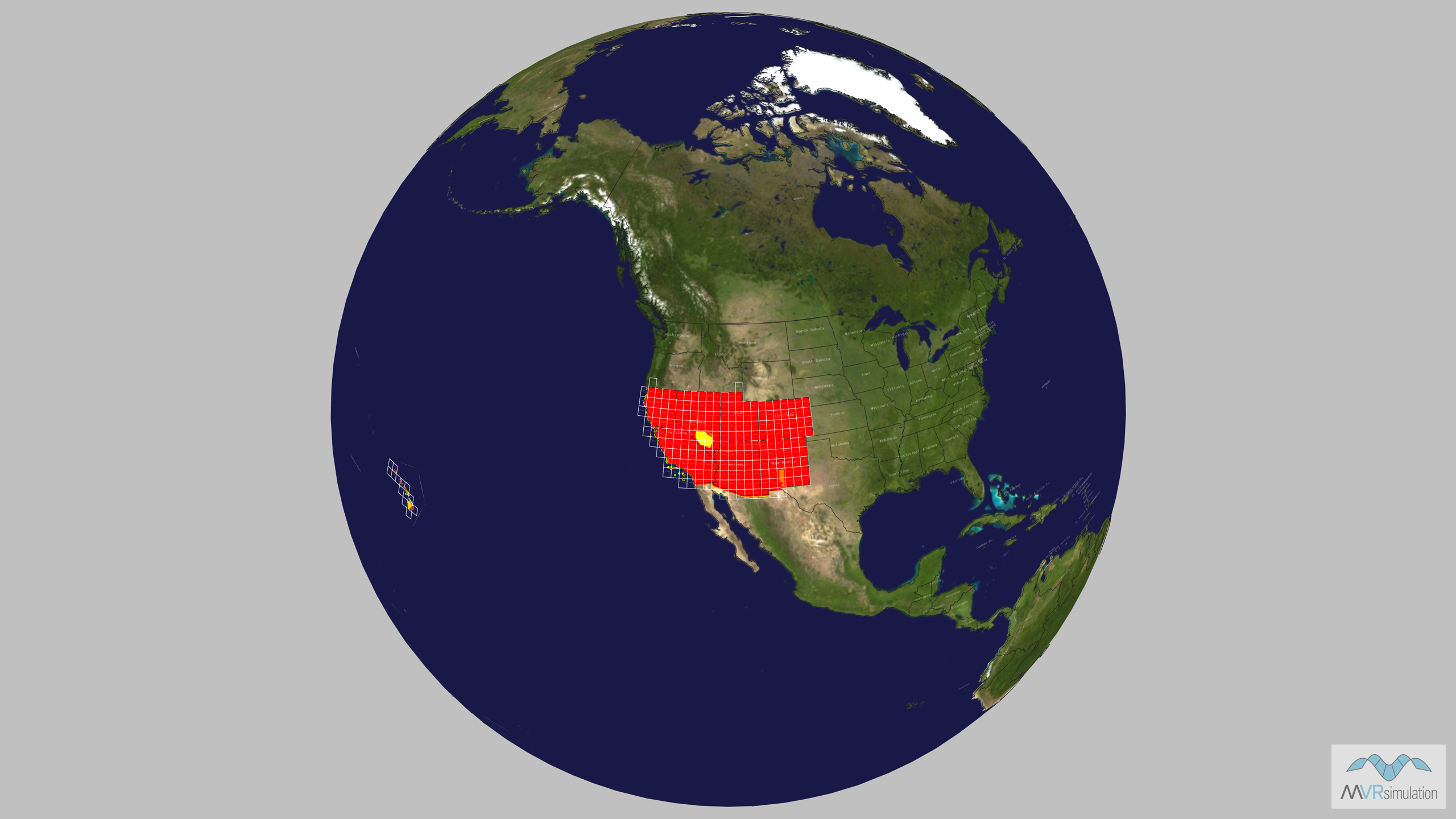 Coverage map of the imagery of the VRSG CONUS Southwest terrain database.