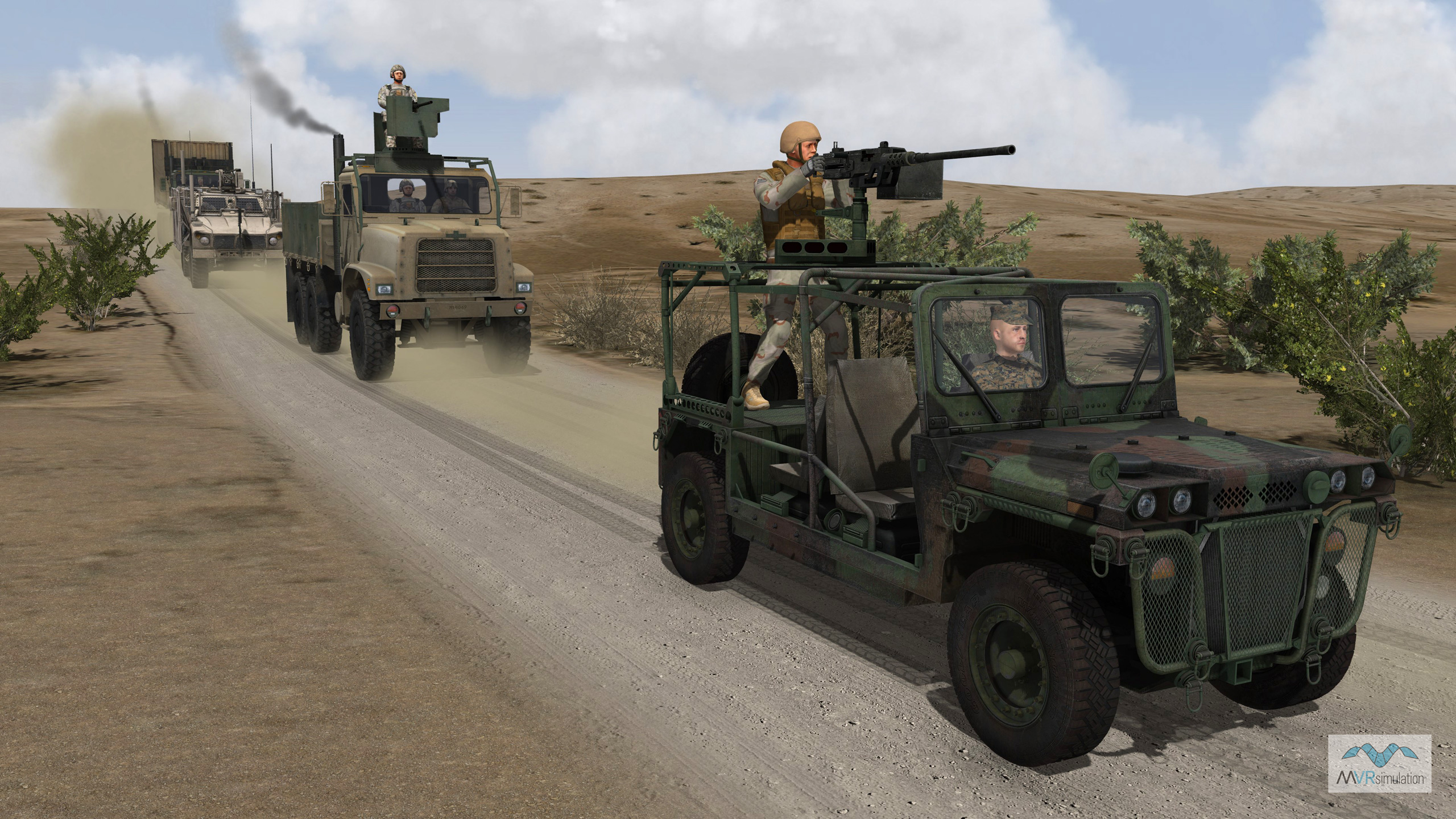 VRSG's track impressions from a convoy on virtual SOTACC Village MOUT Site at Yuma Proving Ground.